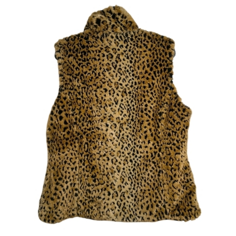 Kristen Blake MEDIUM Reversible Faux FUR VEST Leopard/Chinchilla - Picture 3 of 8